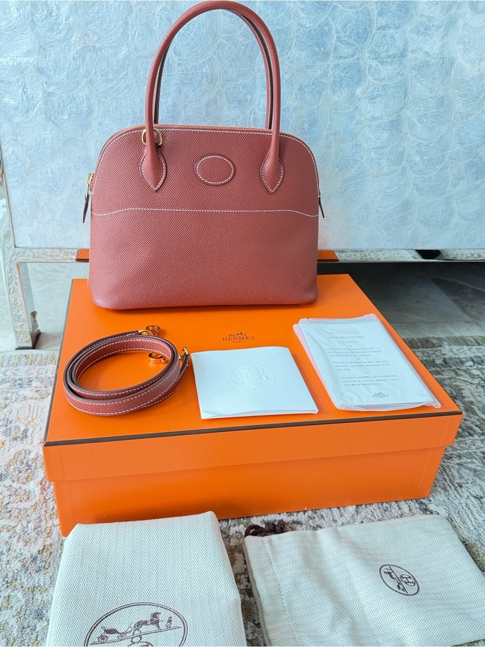 Hermès Bolide 27 Sienne Epsom Leather GHW – Stamp Y (2020) – Full Set - Picture 5 of 17